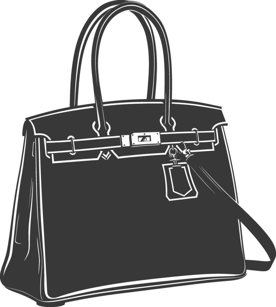 Silhouette women handbag black color only full vector