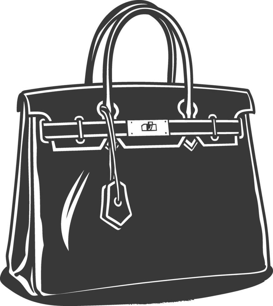 silueta mujer bolso negro color solamente lleno vector