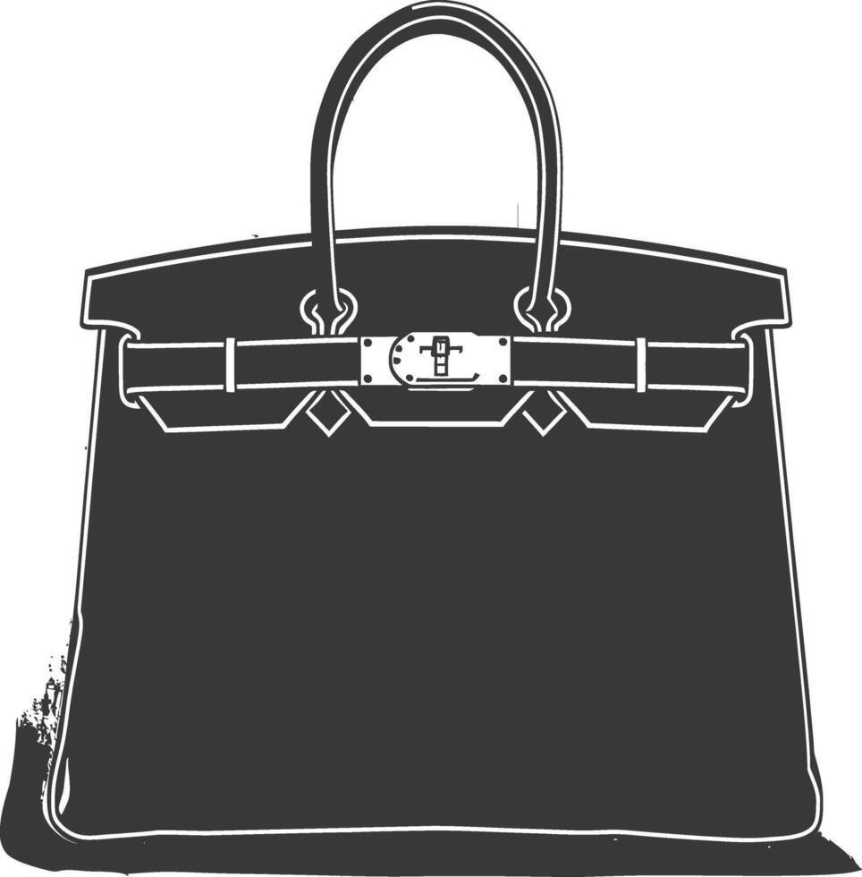 Silhouette women handbag black color only full vector