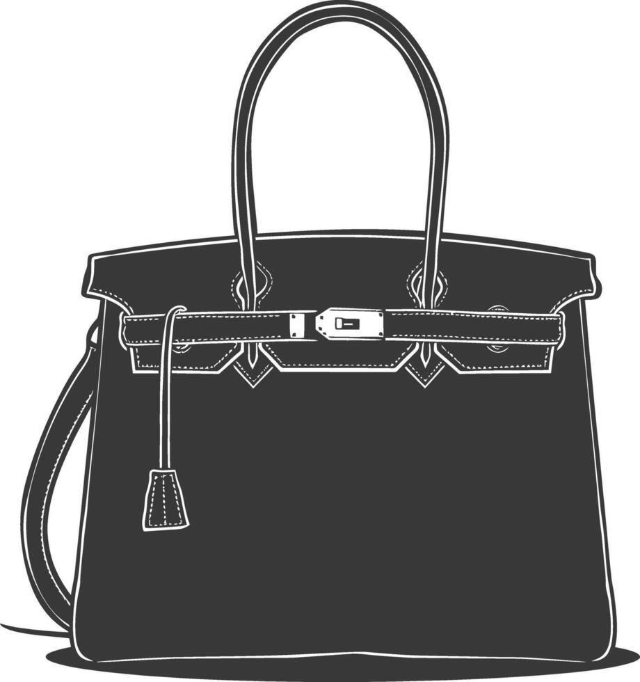 silueta mujer bolso negro color solamente lleno vector