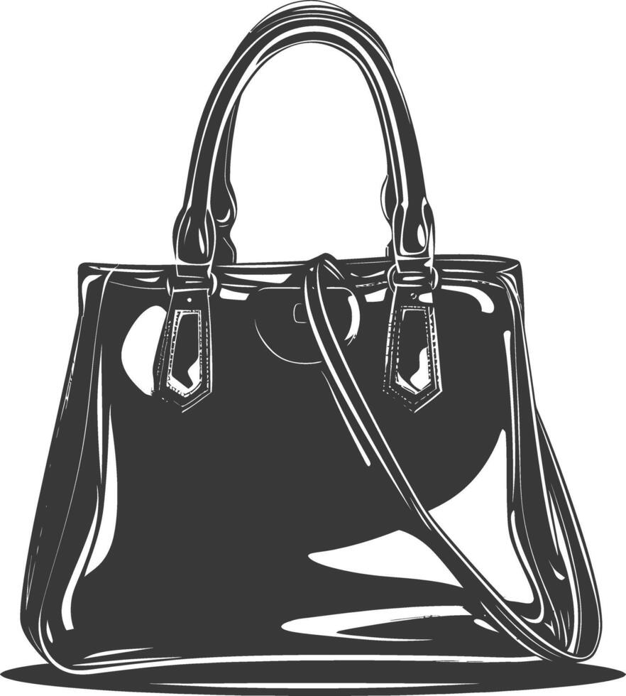 Silhouette women handbag black color only full vector