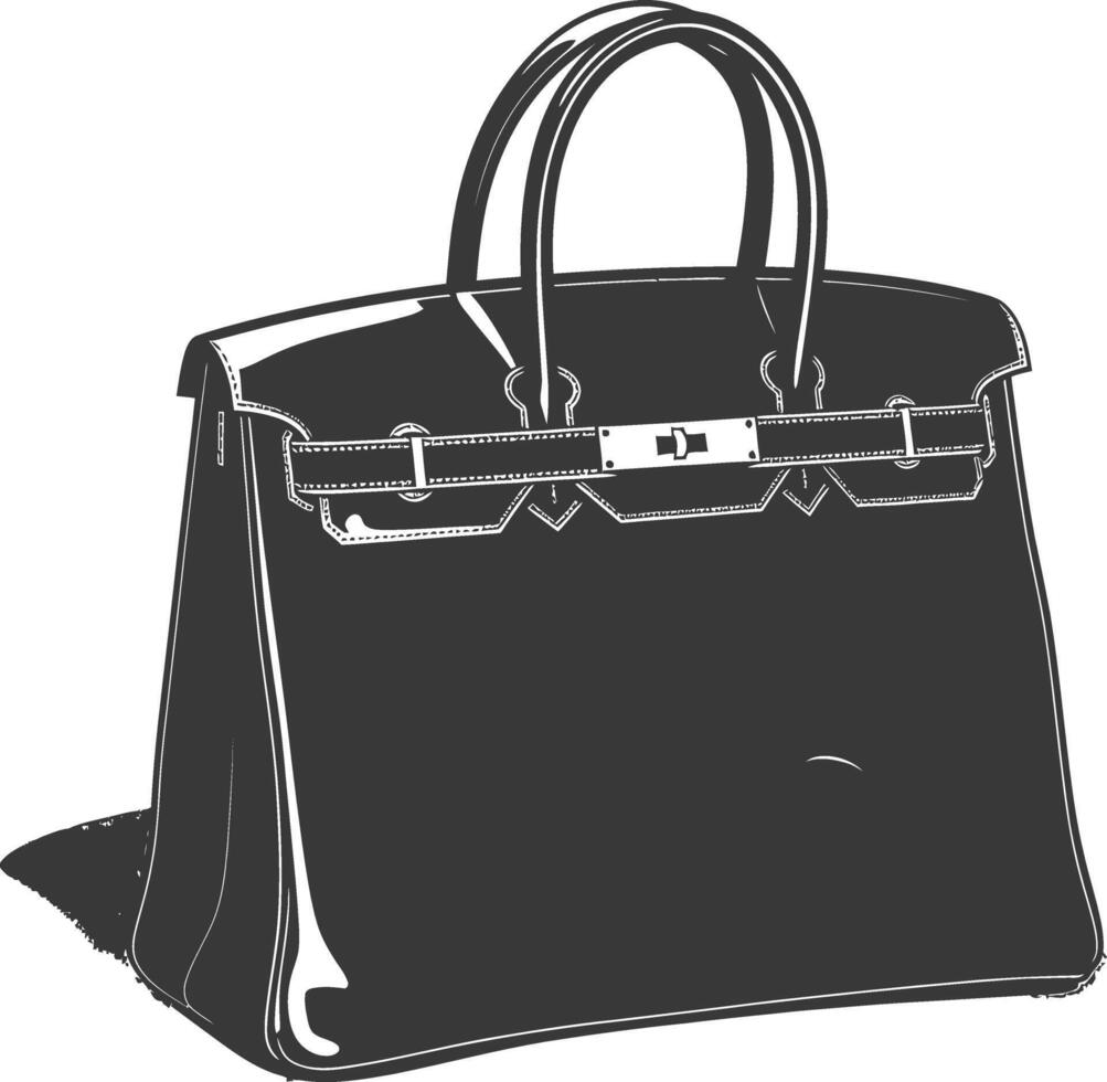 Silhouette women handbag black color only full vector