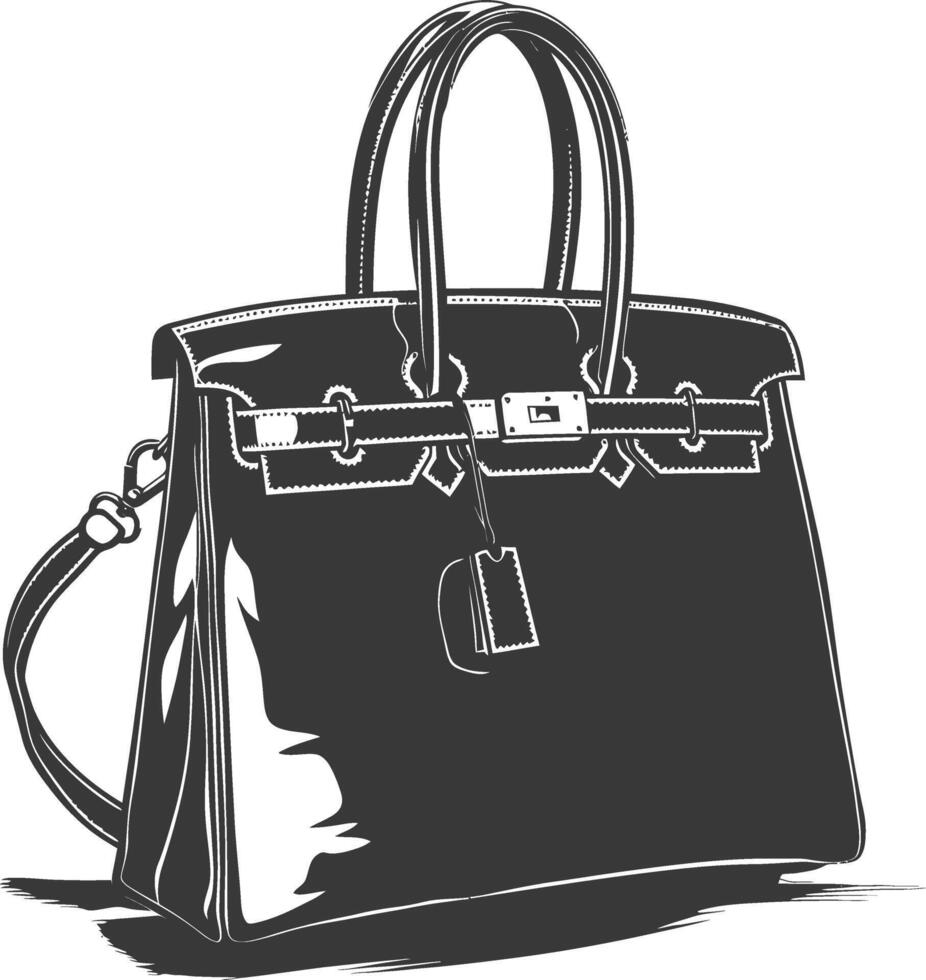 Silhouette women handbag black color only full vector
