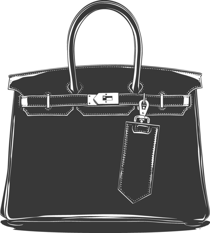 Silhouette women handbag black color only full vector