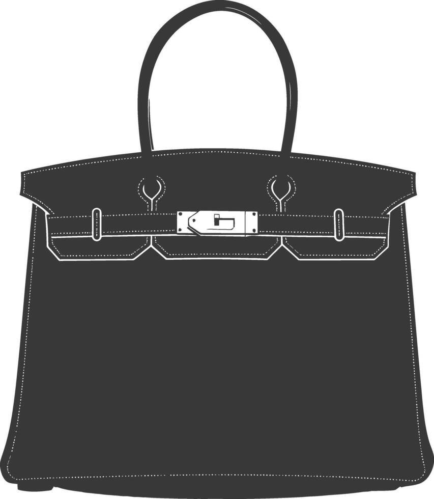 Silhouette women handbag black color only full vector