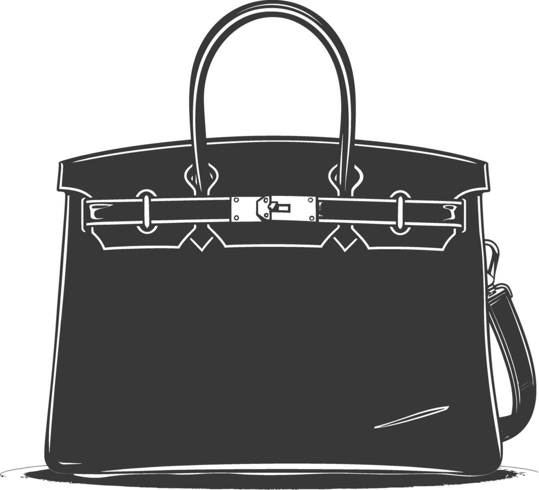 Silhouette women handbag black color only full vector