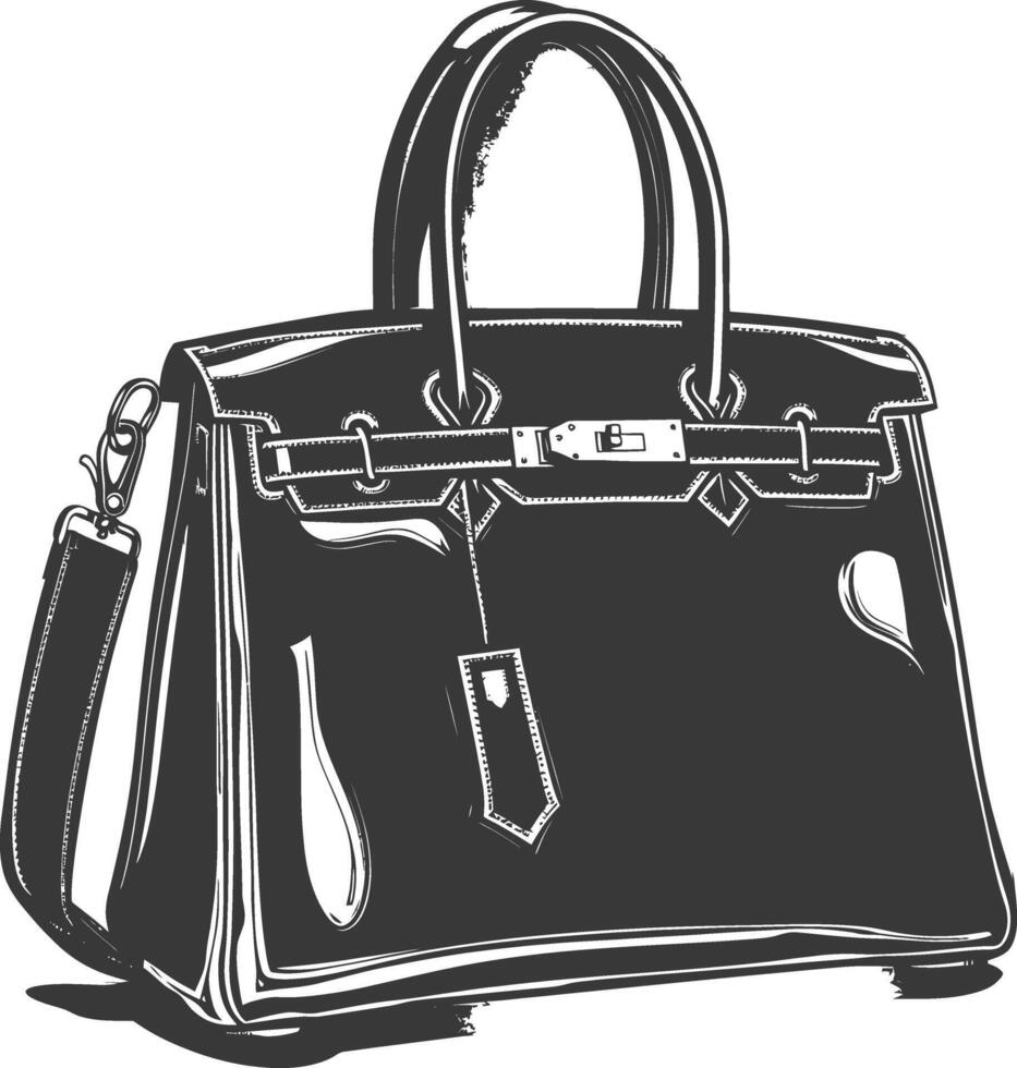 Silhouette women handbag black color only full vector