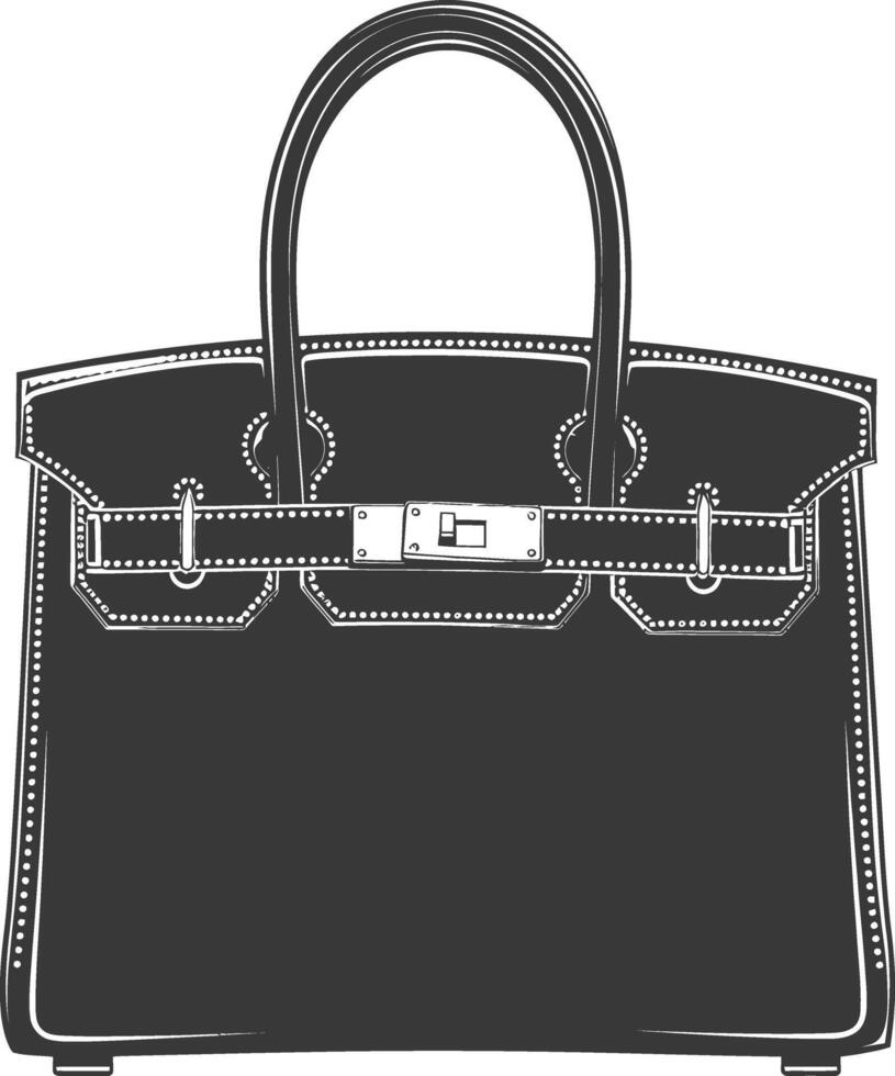 Silhouette women handbag black color only full vector