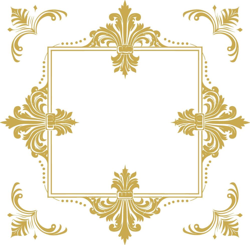 vintage frame and corners icon gold color only vector