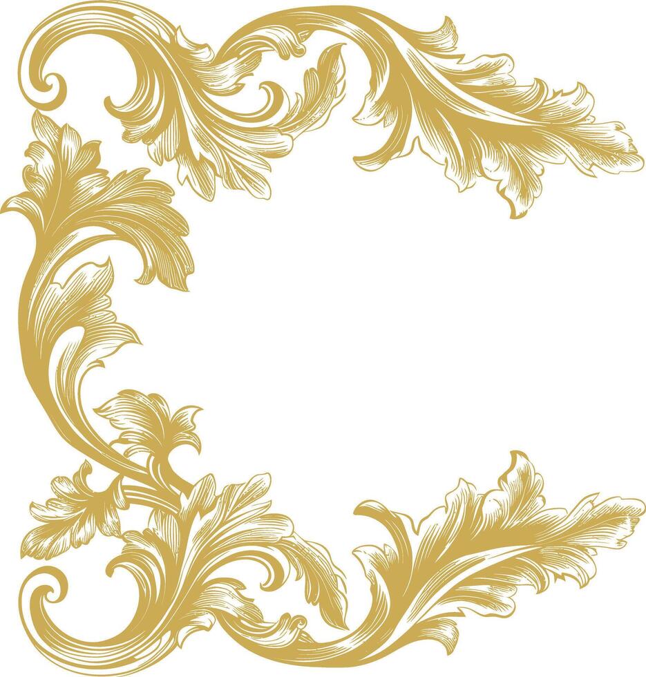 vintage frame and corners icon gold color only vector