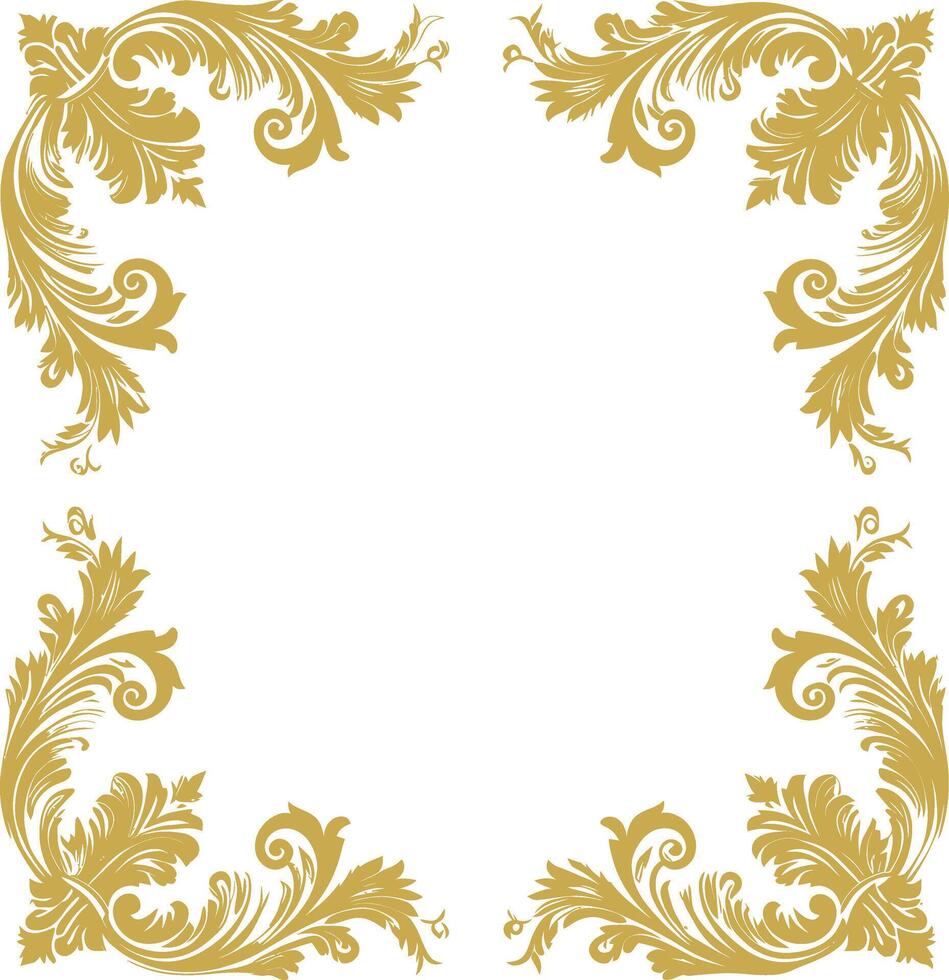 vintage frame and corners icon gold color only vector