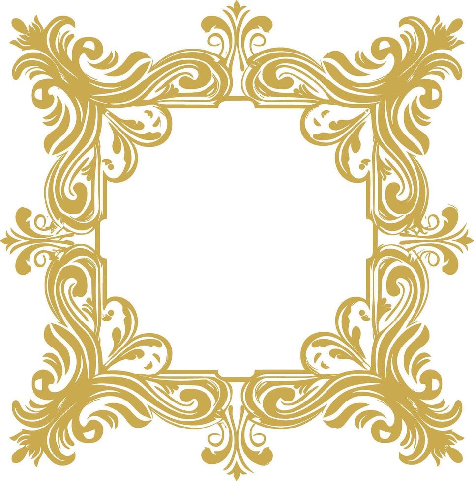 vintage frame and corners icon gold color only vector