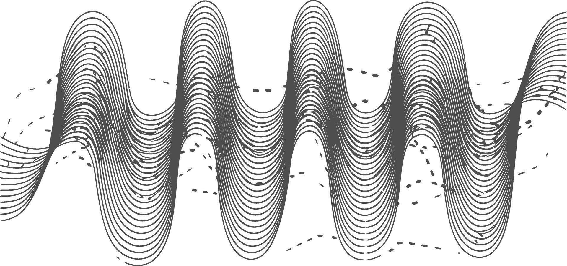 ondulación sonido vibración y pulsante líneas negro color solamente vector