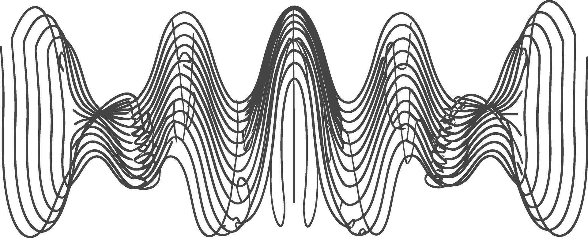 waving sound vibration and pulsing lines black color only vector