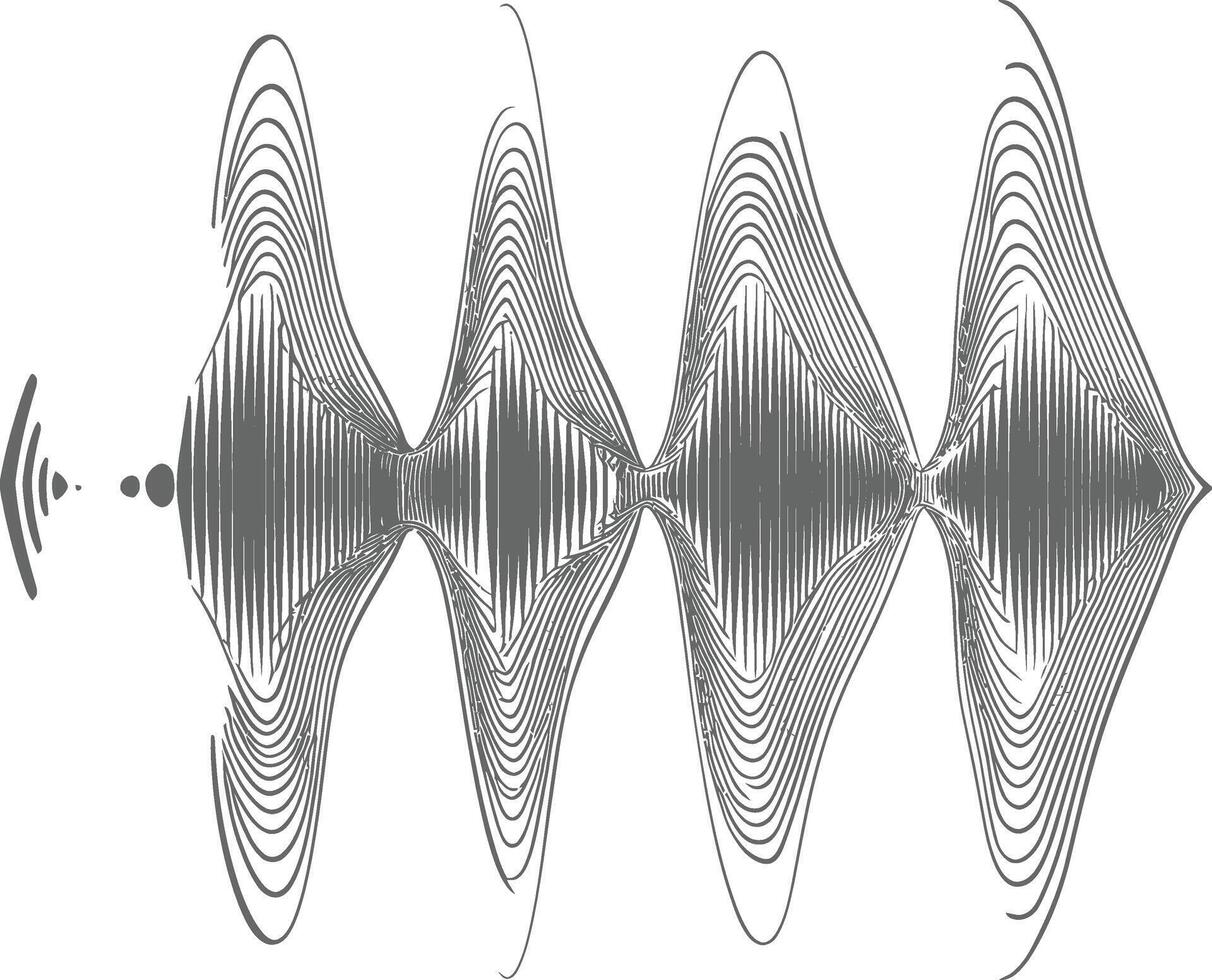 waving sound vibration and pulsing lines black color only vector