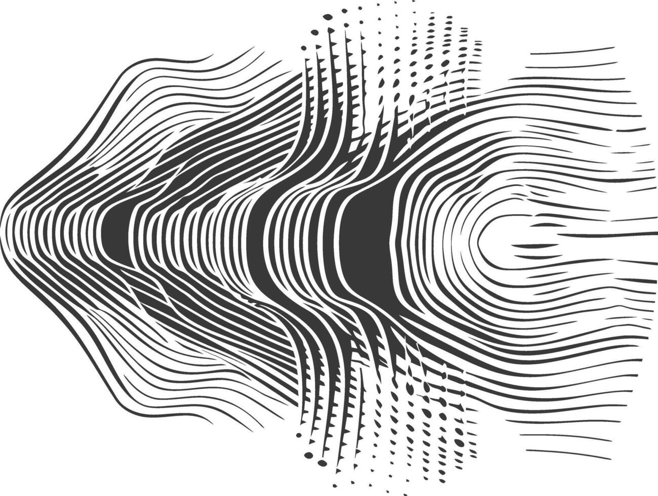 waving sound vibration and pulsing lines black color only vector