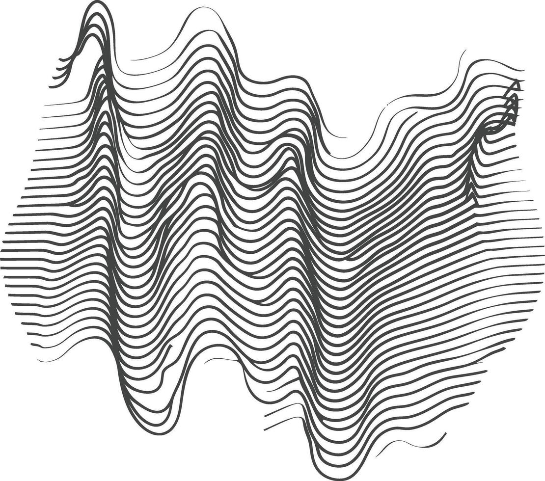 waving sound vibration and pulsing lines black color only vector