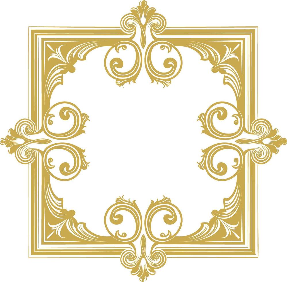 vintage frame and corners icon gold color only vector