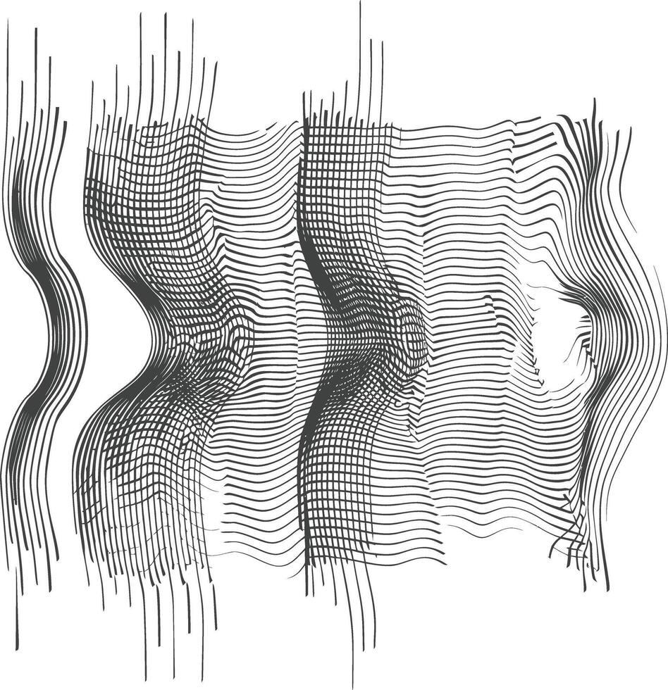 waving sound vibration and pulsing lines black color only vector