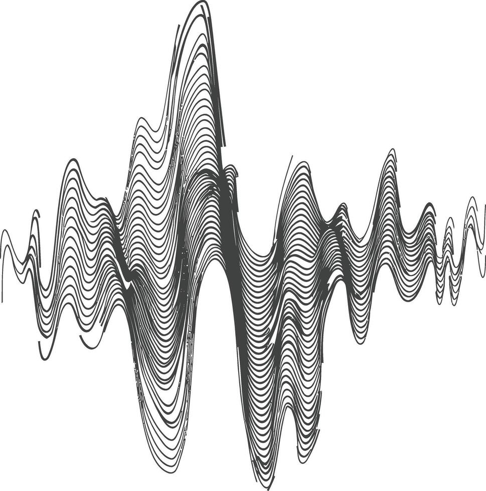 waving sound vibration and pulsing lines black color only vector