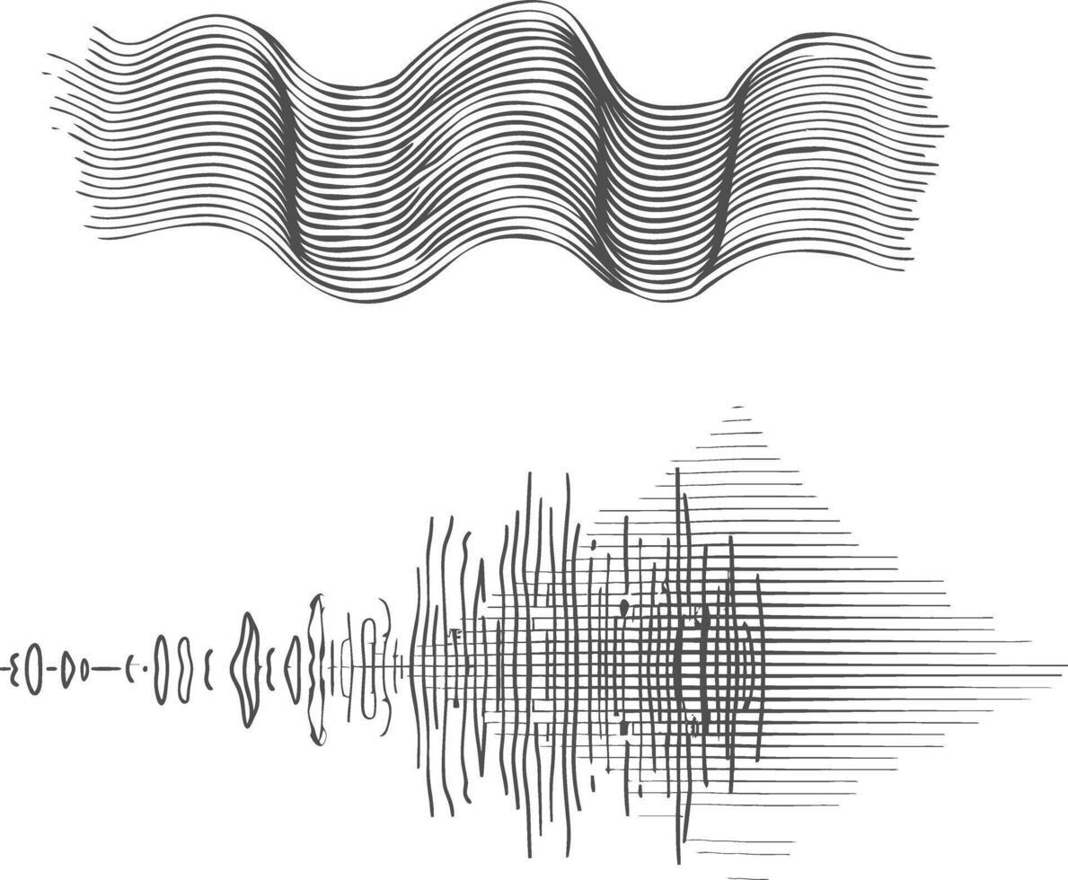 waving sound vibration and pulsing lines black color only vector