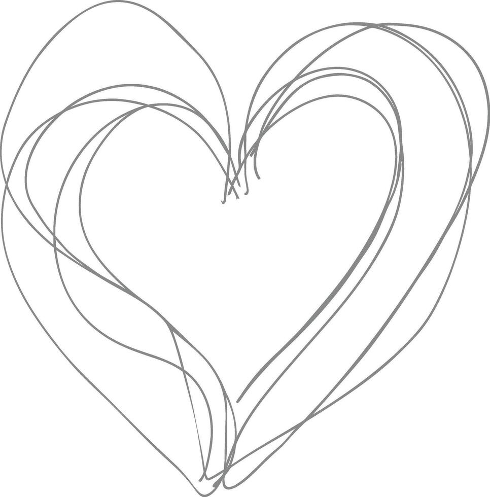 One continuous line drawing of love heart symbol black color only vector