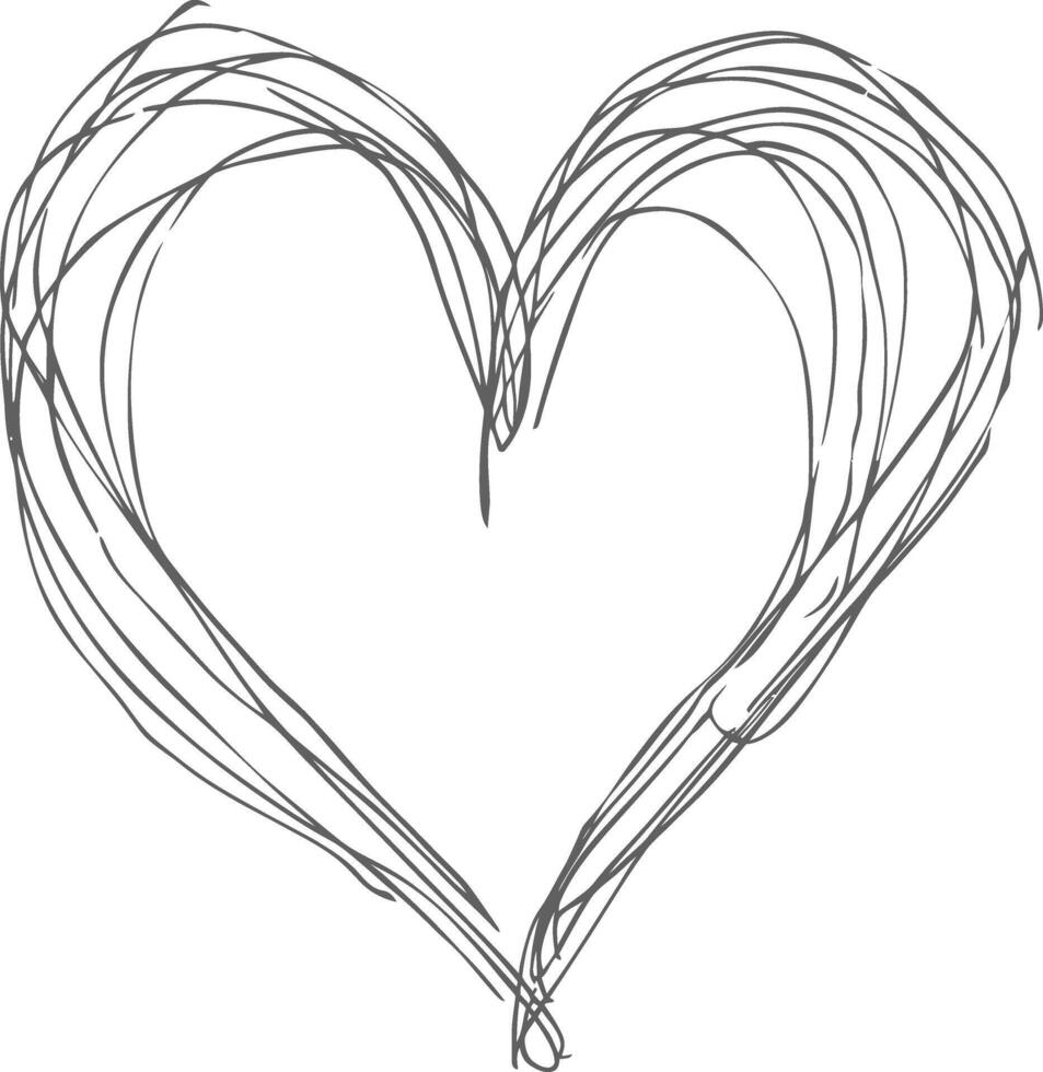 One continuous line drawing of love heart symbol black color only vector