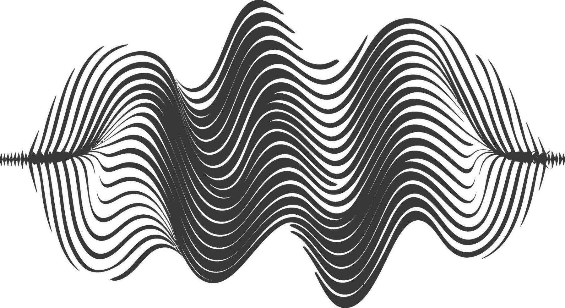 waving sound vibration and pulsing lines black color only vector