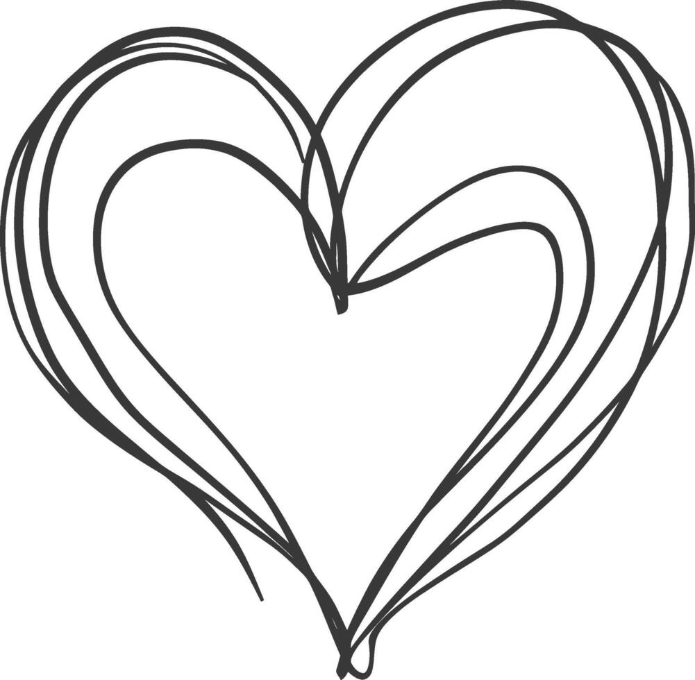 One continuous line drawing of love heart symbol black color only vector