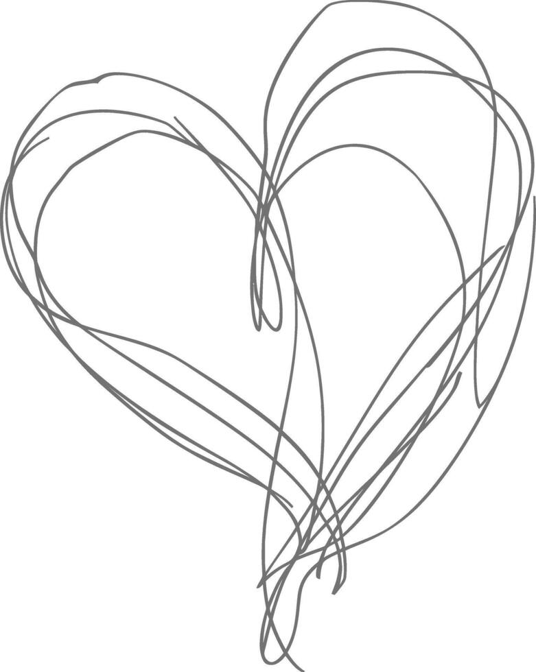 One continuous line drawing of love heart symbol black color only vector