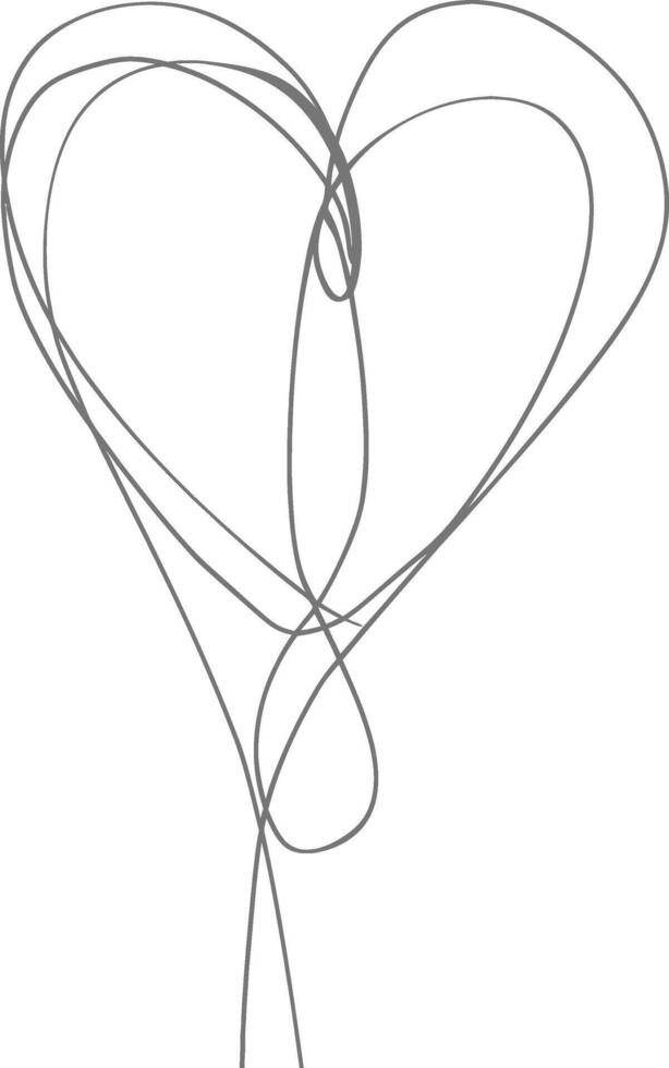One continuous line drawing of love heart symbol black color only vector