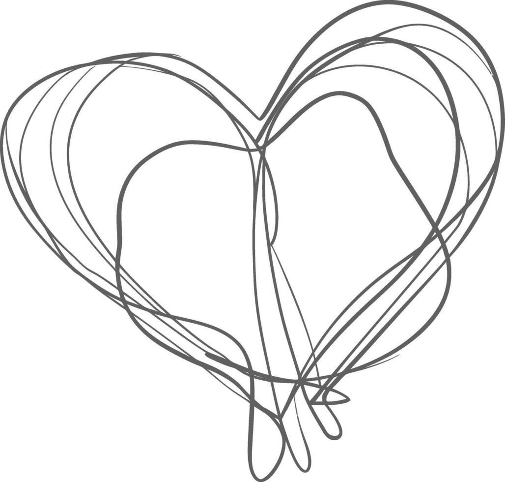 One continuous line drawing of love heart symbol black color only vector