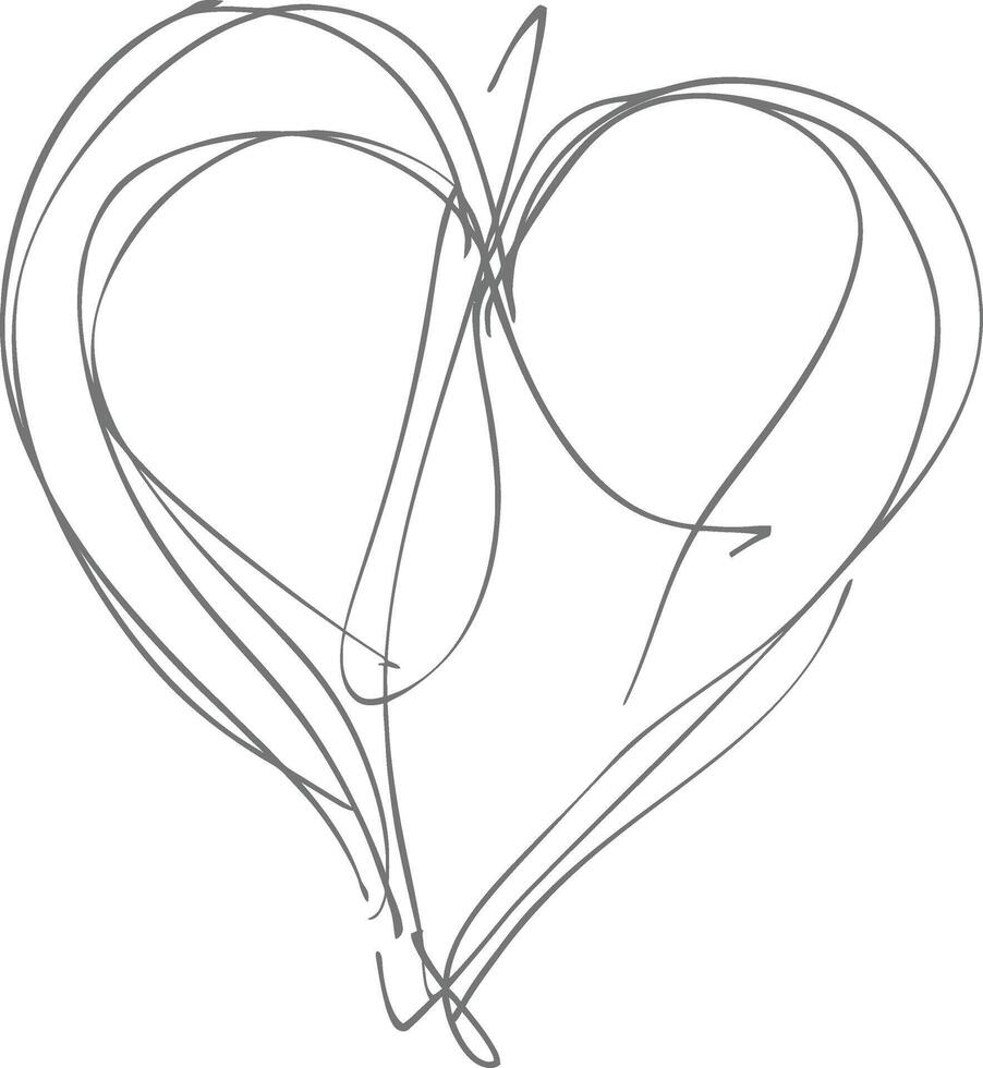 One continuous line drawing of love heart symbol black color only vector