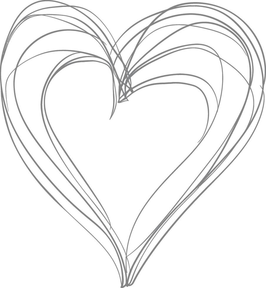 One continuous line drawing of love heart symbol black color only vector