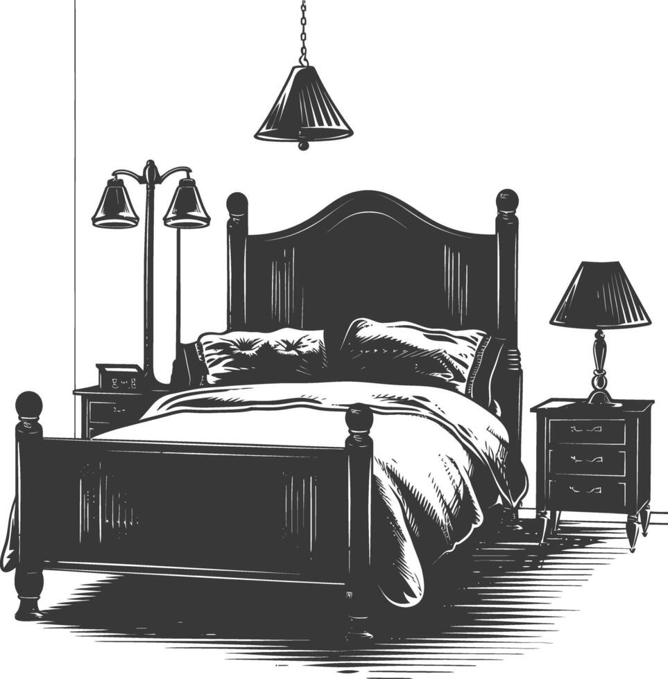 silueta dormitorio a hogar equipo negro color solamente vector