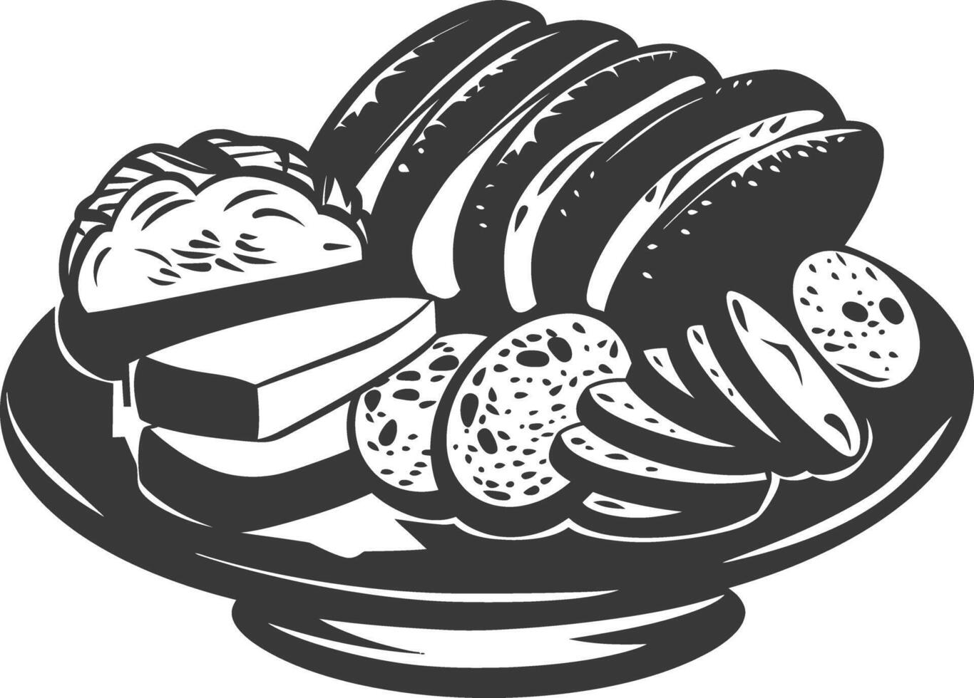 Silhouette bread platter black color only vector