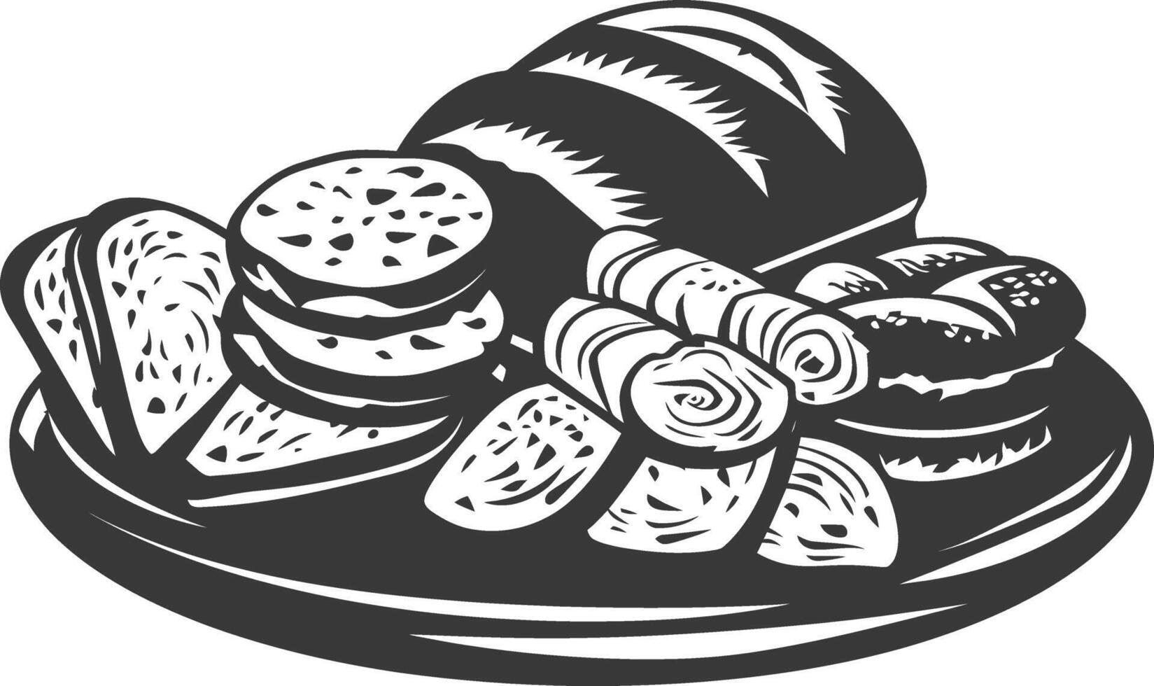 Silhouette bread platter black color only vector