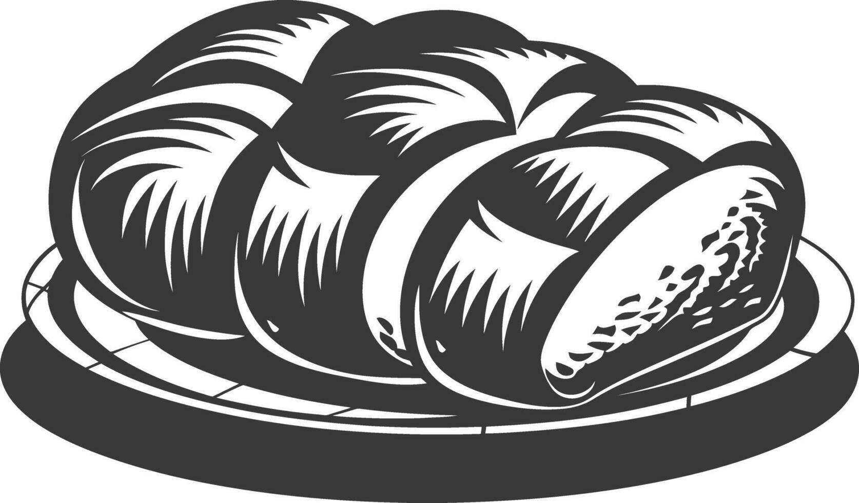 Silhouette bread platter black color only vector