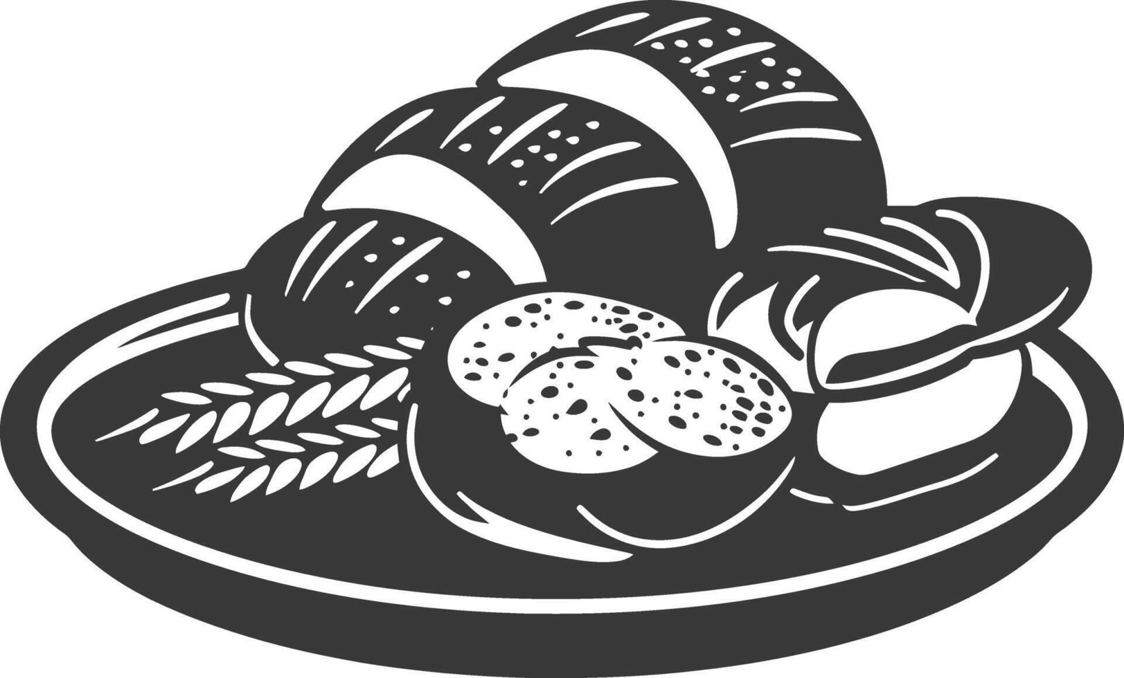 Silhouette bread platter black color only vector