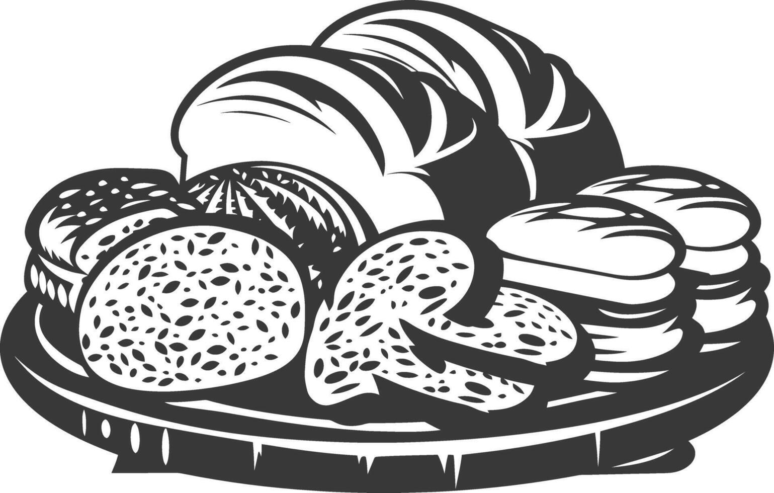 Silhouette bread platter black color only vector