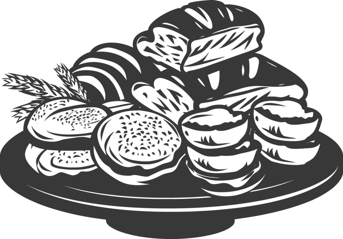 Silhouette bread platter black color only vector
