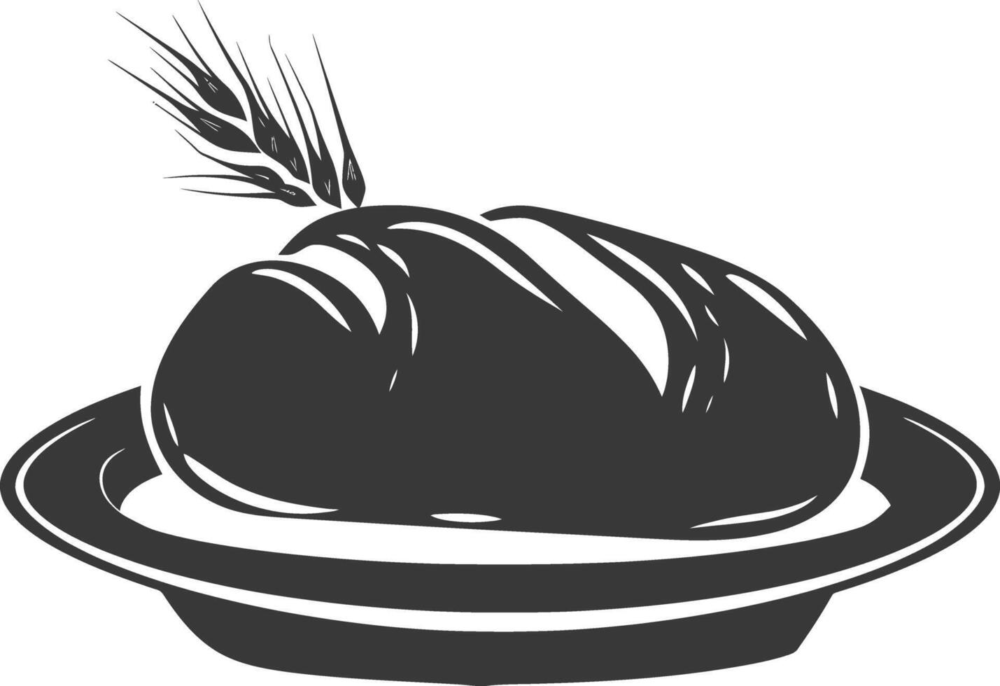 Silhouette bread platter black color only vector