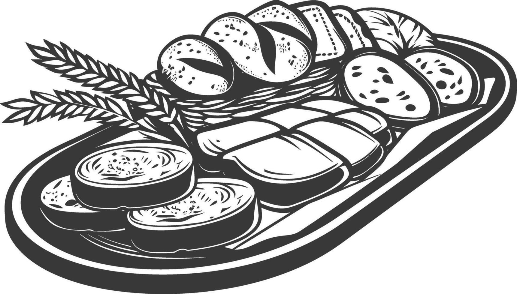 Silhouette bread platter black color only vector