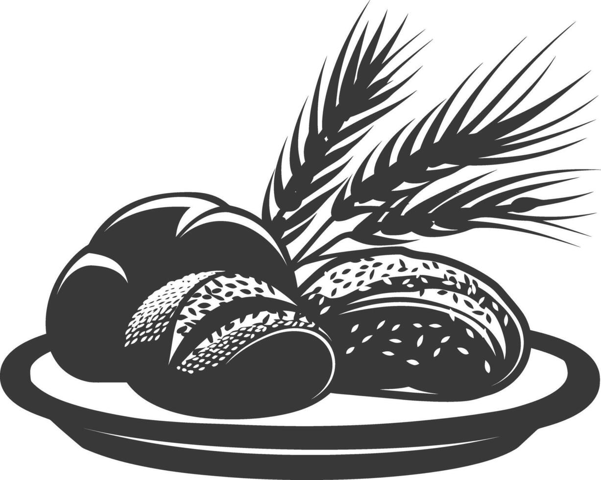 Silhouette bread platter black color only vector