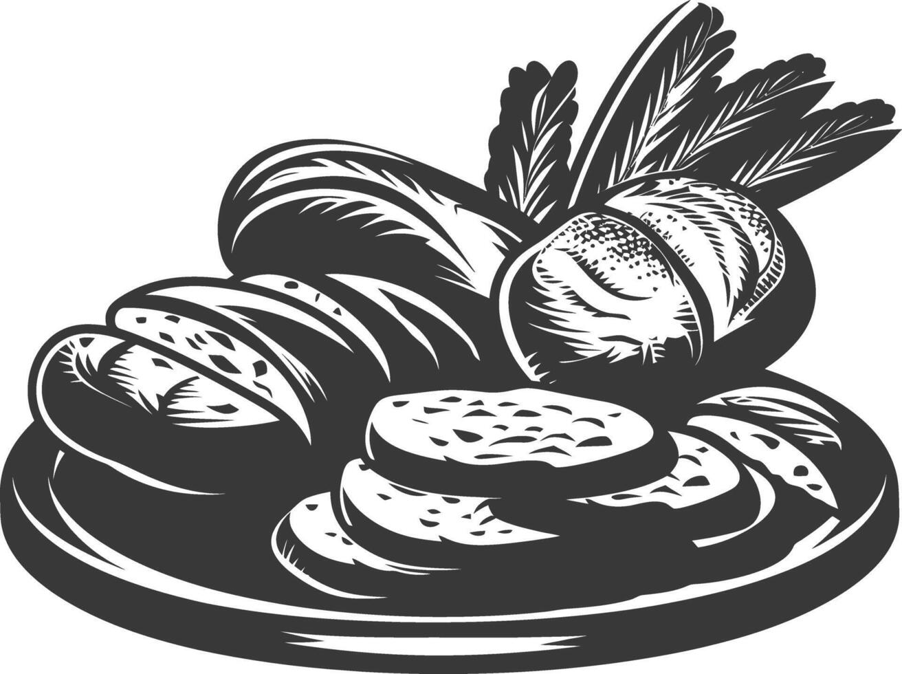 Silhouette bread platter black color only vector