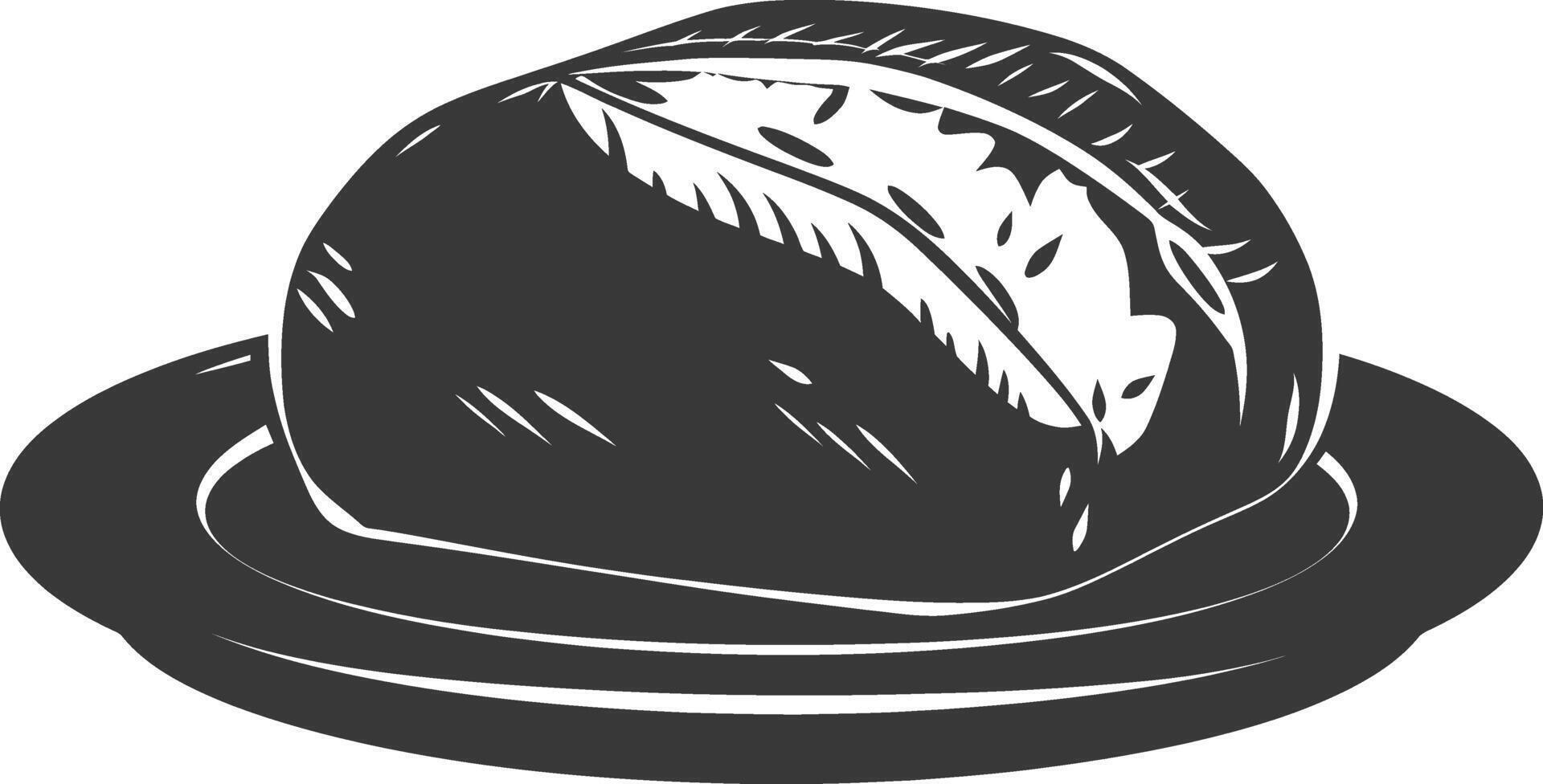 Silhouette bread platter black color only vector