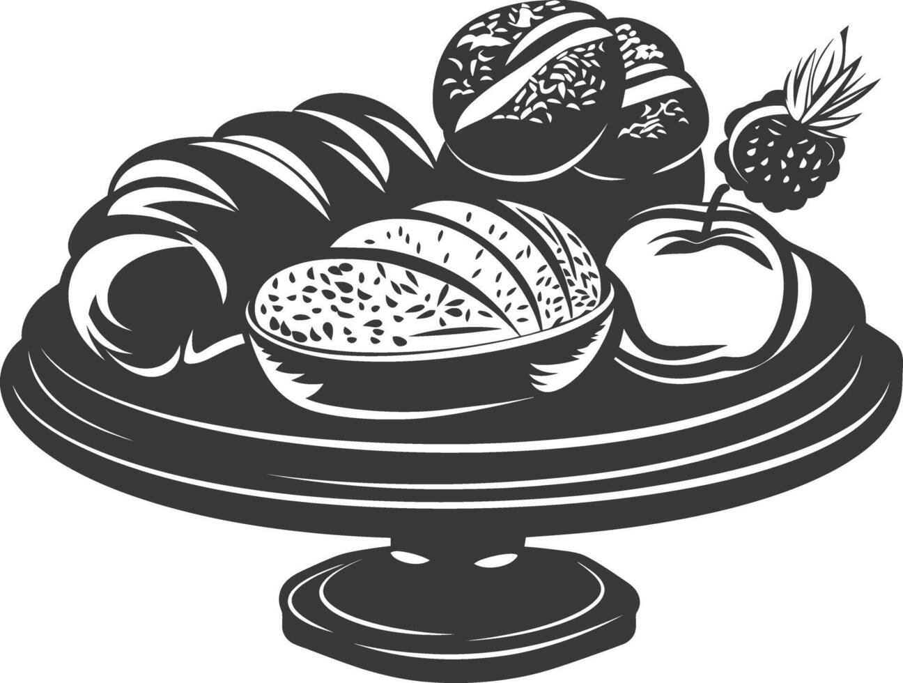 Silhouette bread platter black color only vector