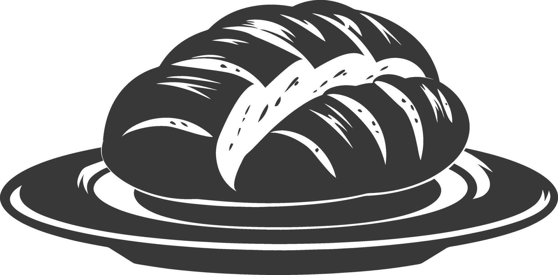 Silhouette bread platter black color only vector