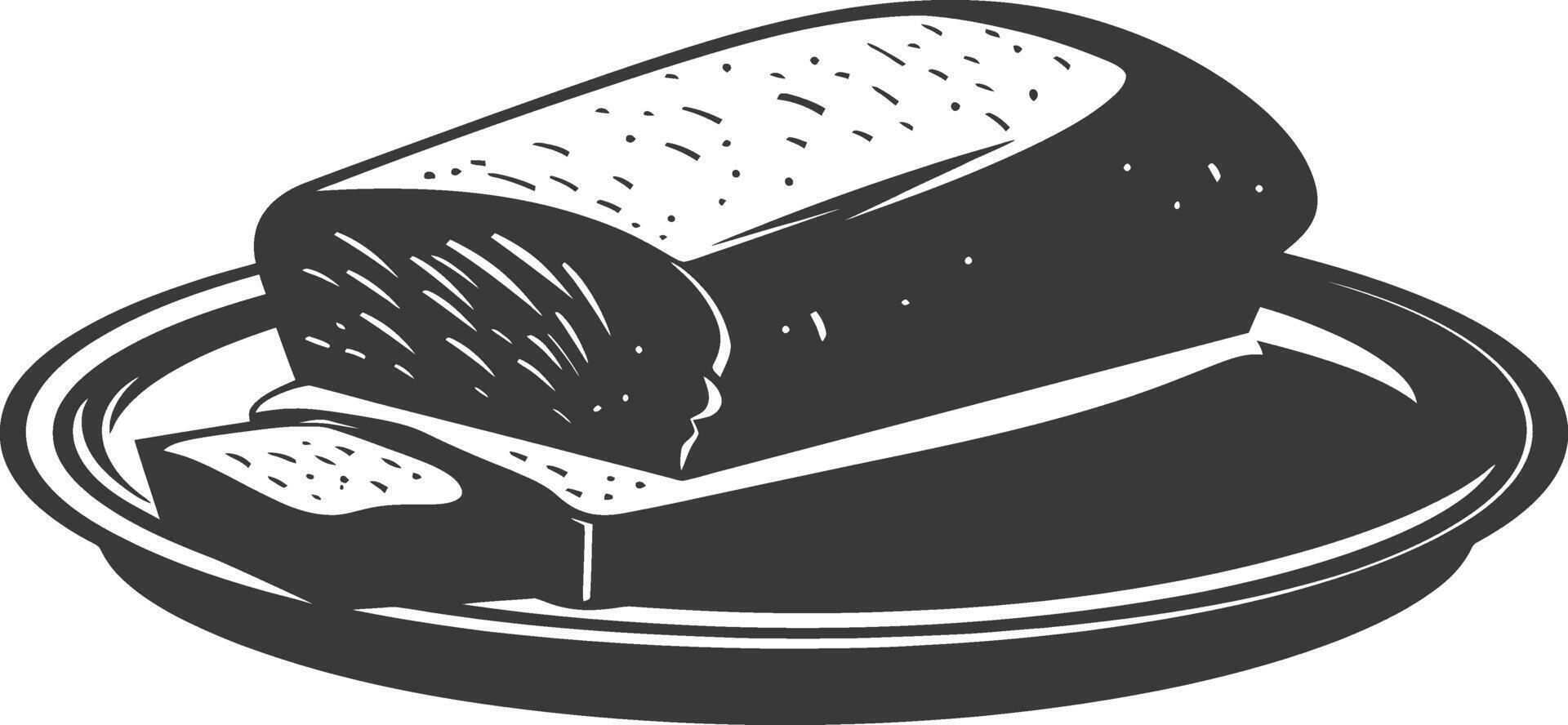 Silhouette bread platter black color only vector