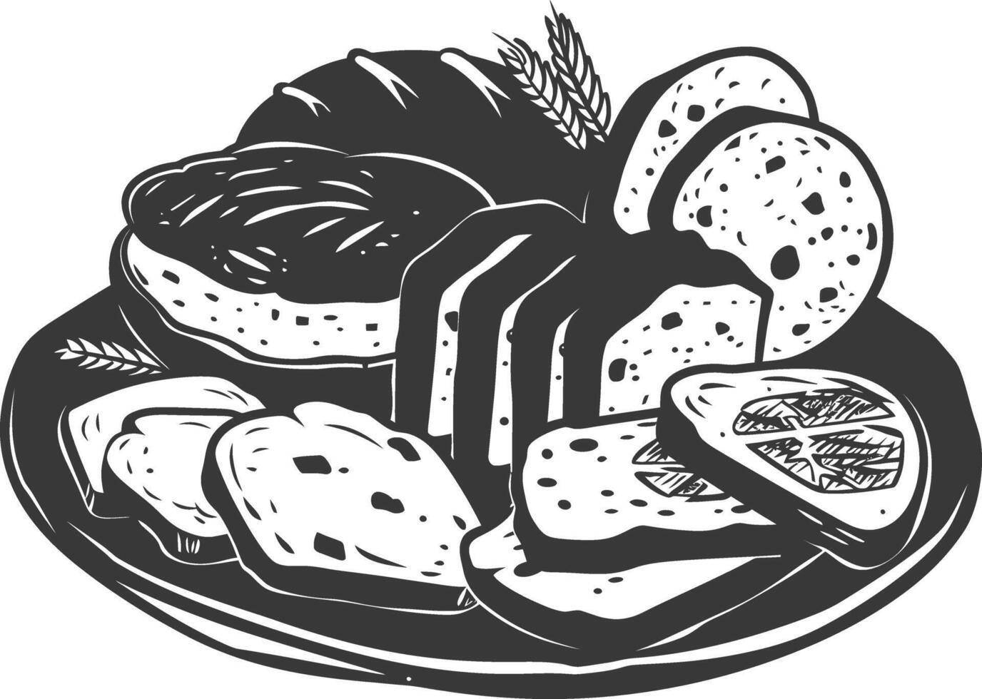 Silhouette bread platter black color only vector